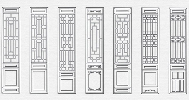 扶沟常用中式仿古花窗图案隔断设计图